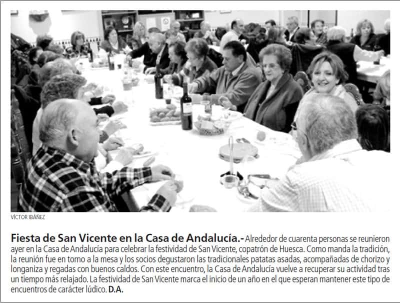 Fiesta de San Vicente en la Casa de Andalucía en Huesca, con participación de miembros y comunidad l.