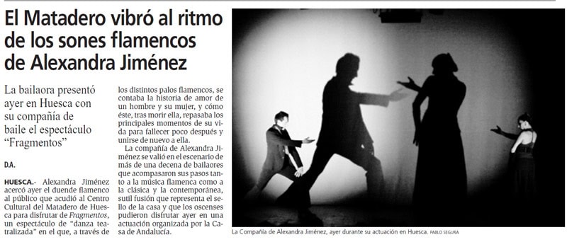 Espectáculo flamenco en Huesca con Alexandra Jiménez, vibrando al ritmo de los sones tradicionales a.