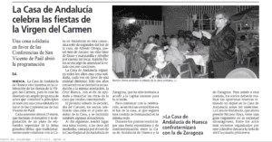 Casa Regional de Andalucía en Huesca celebra las Fiestas del Carmen.